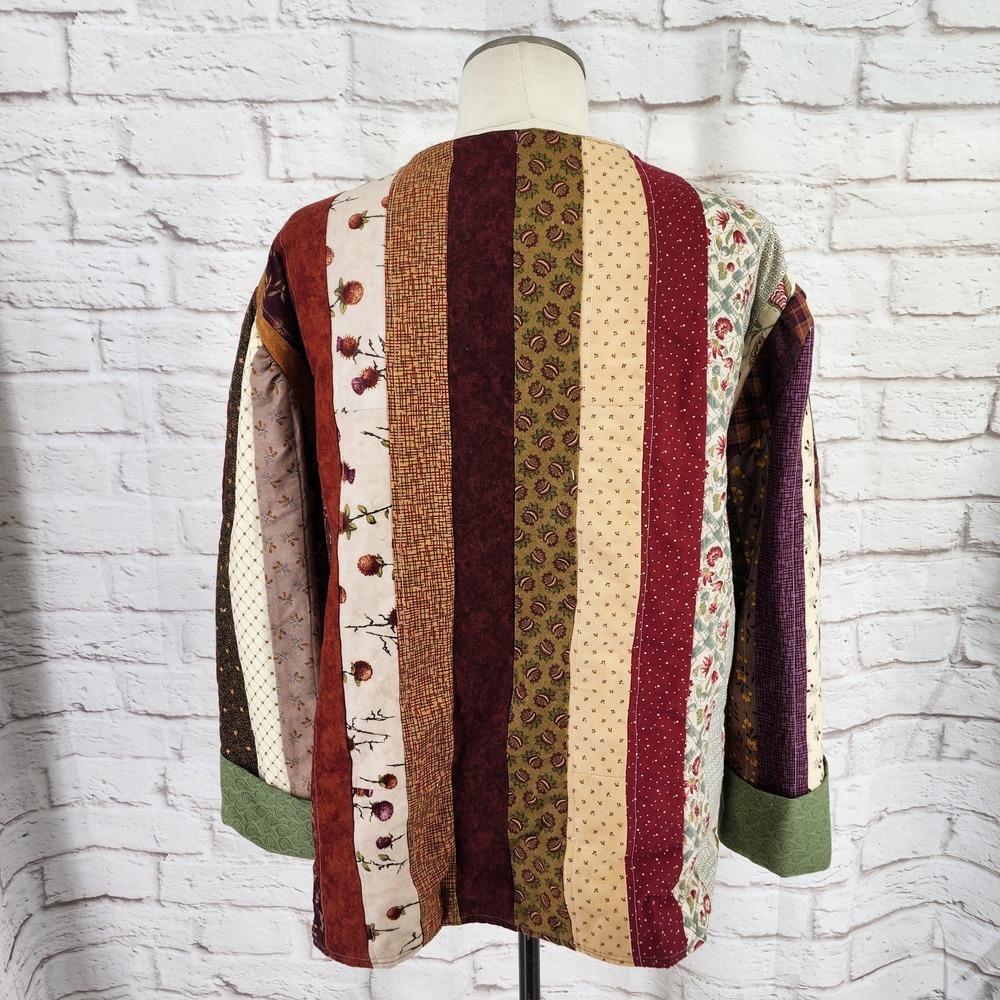 Handmade Quilted Jacket Festival Cottage Size XL? Grandma Country Floral Boho - Picture 2 of 9